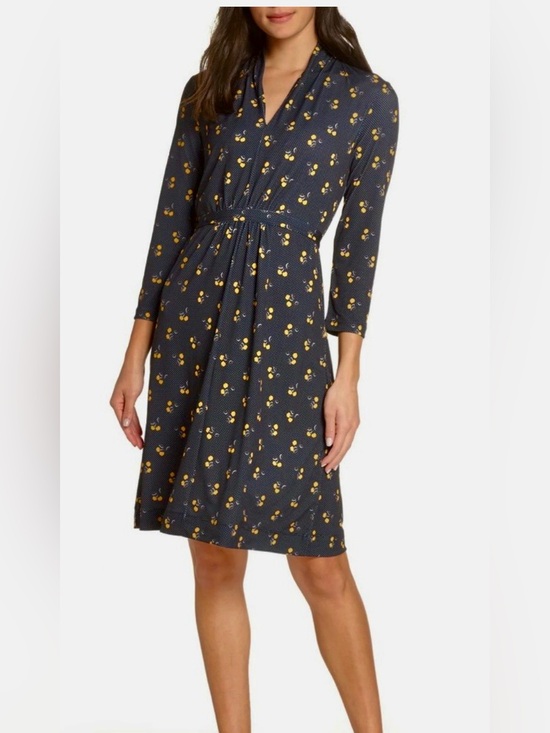 French Connection Dresses & Skirts - FRENCH CONNECTION Women’s Aventine Navy Dotted Fit & Flare Dress Lemons Size 2